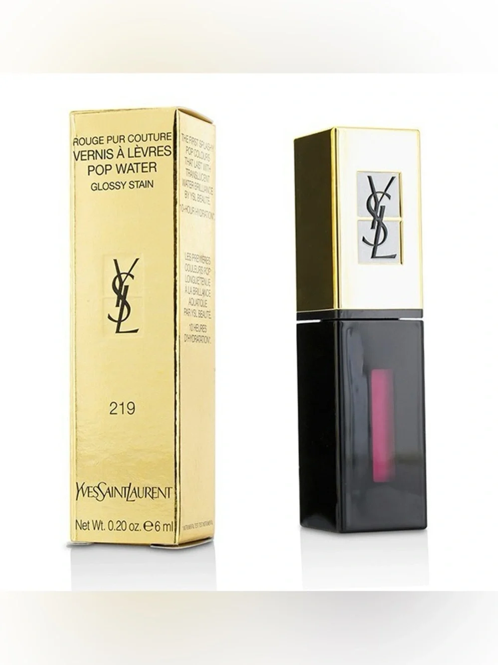 YSL Rouge Pur Couture Vernis A Levres Pop Water Glossy Stain -Fuchsia Drops